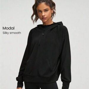 GLOWMODE Modal Silk Touch Oversized Long Sleeve Half-Zip Hoodie size S